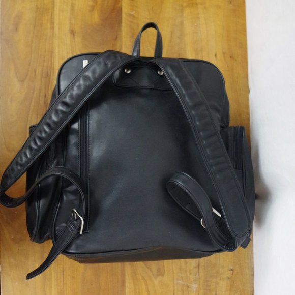 Brookstone Unisex Black Leather Backpack main image 6